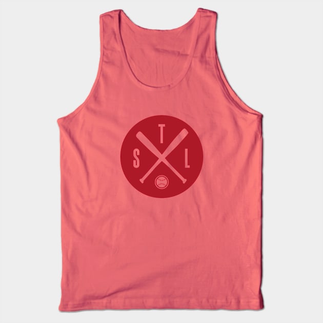 STL Baseball Hipster Red Tank Top by Americo Creative
